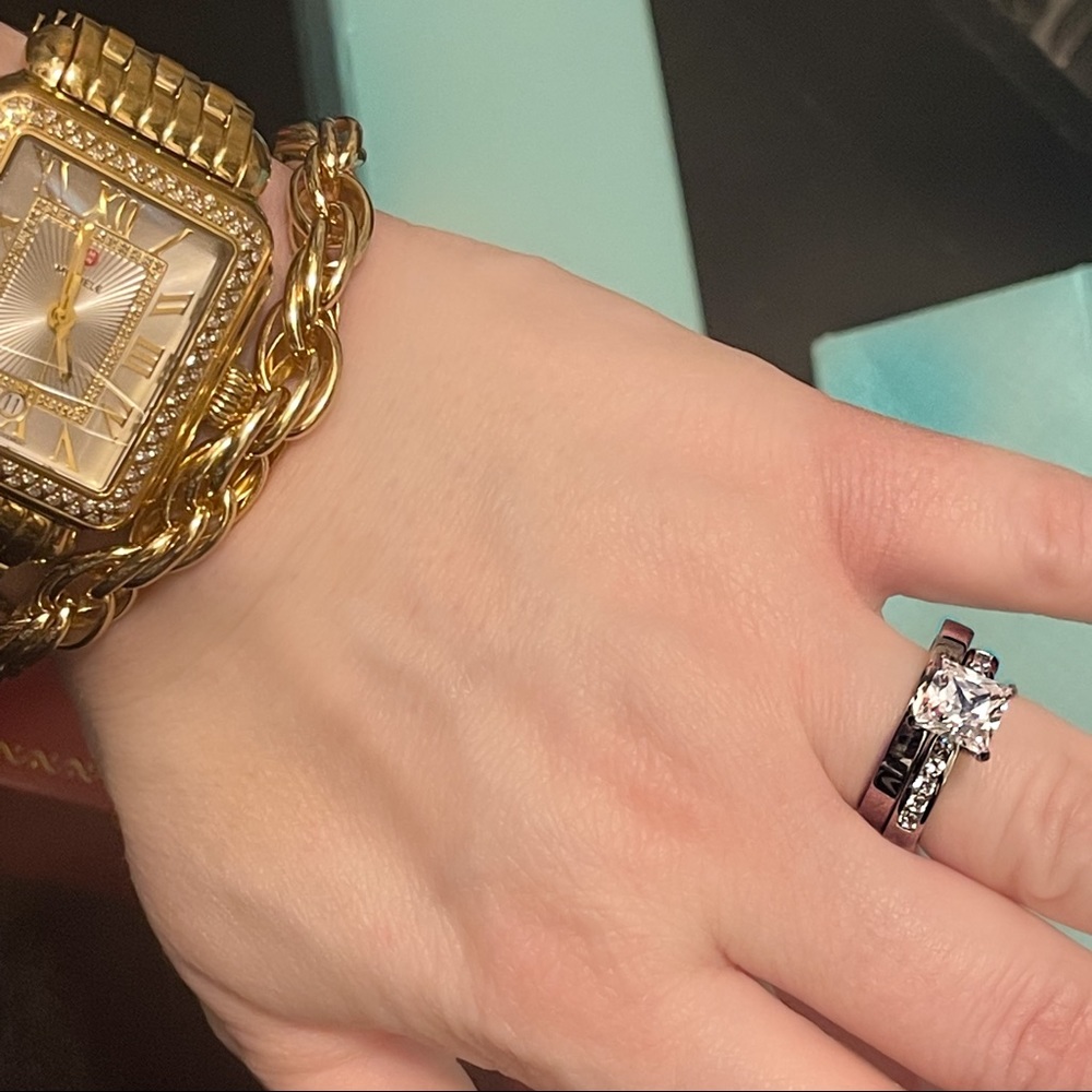 Tiffany Set Solitaire Princess Cut, Marquis, Round Engagement Sim. Diamond Ring - Picture 4 of 10